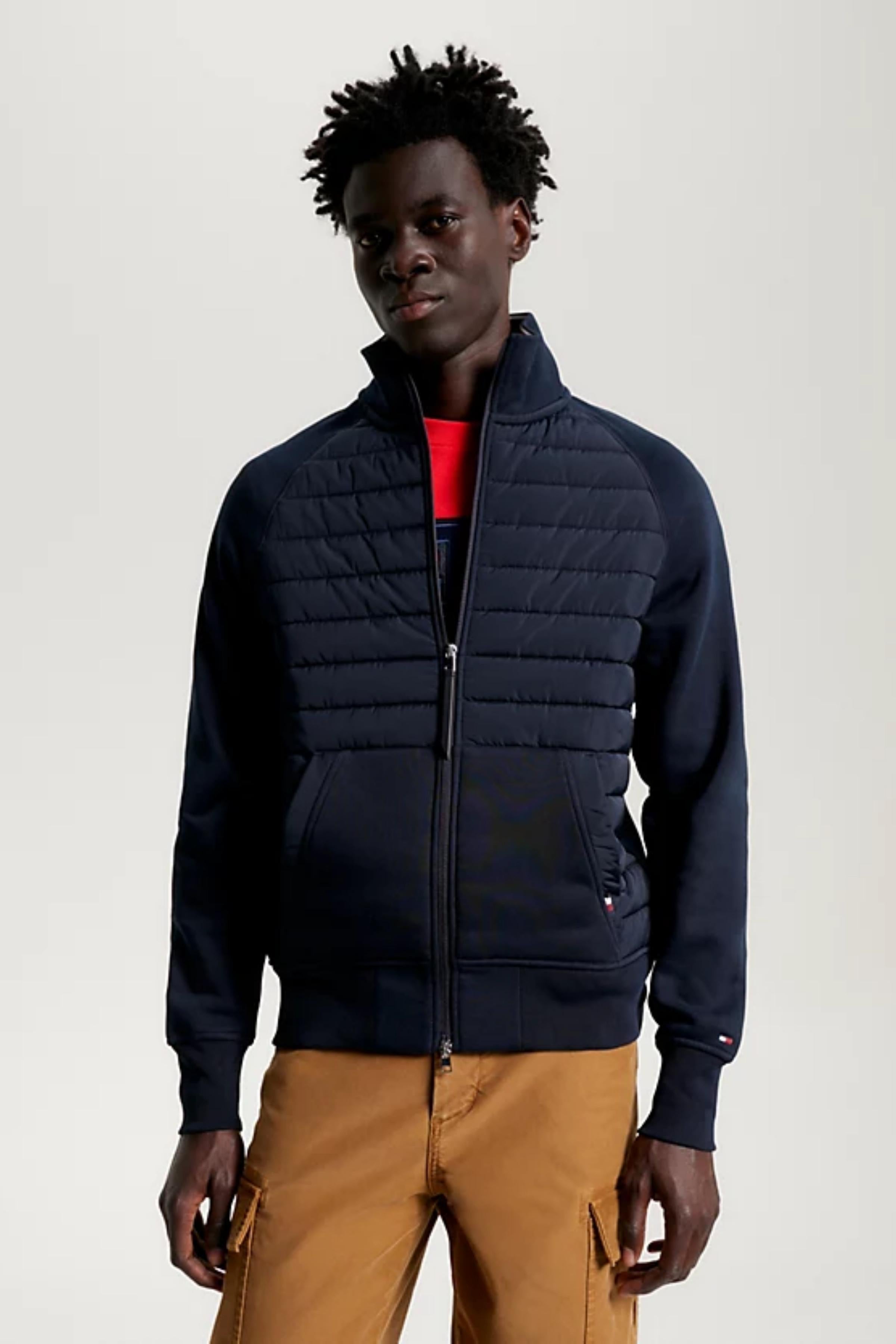 Mix Media Zip Thru Stand Collar - Tommy Hilfiger