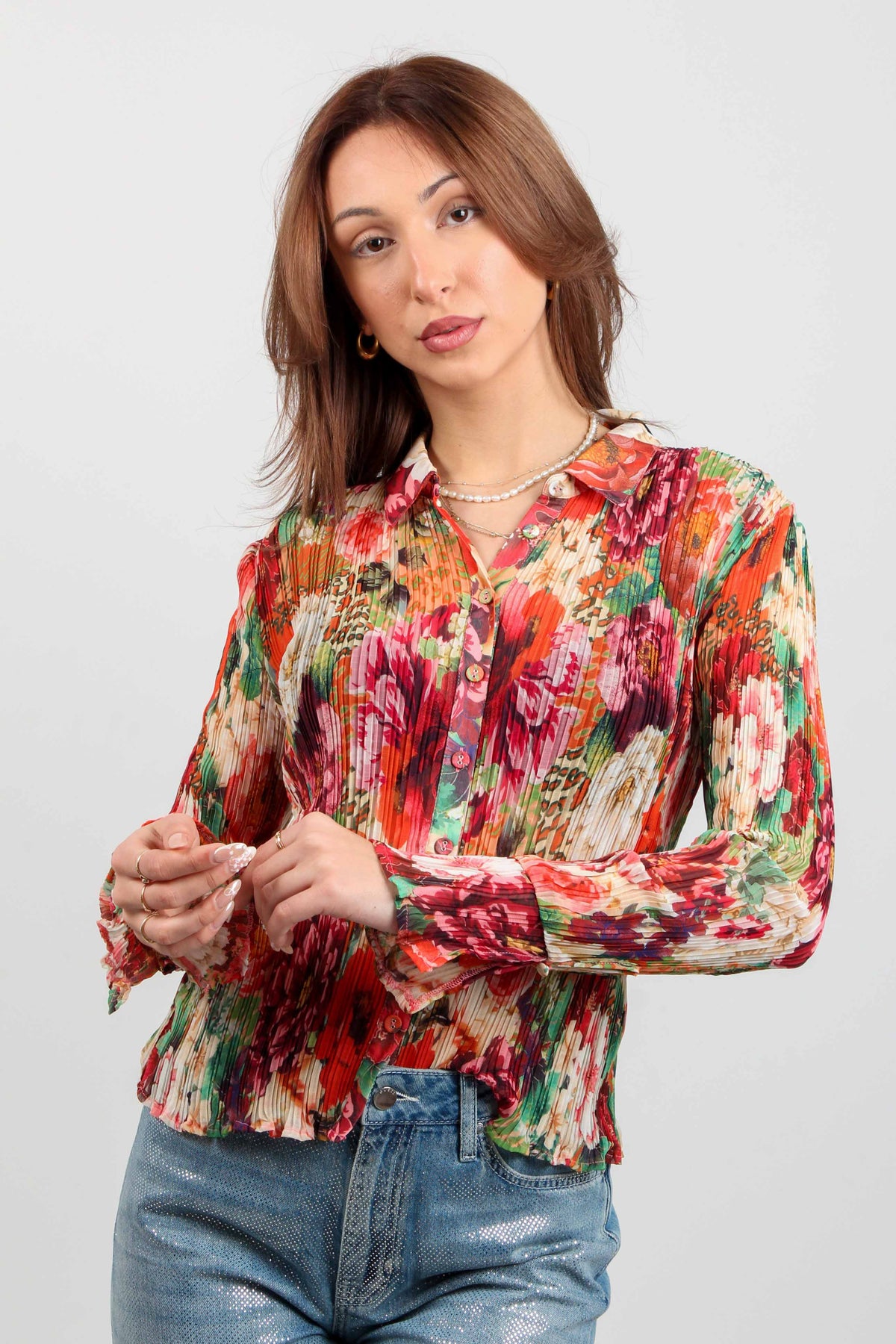 Vivenne Pleated Button Up Shirt - Guess