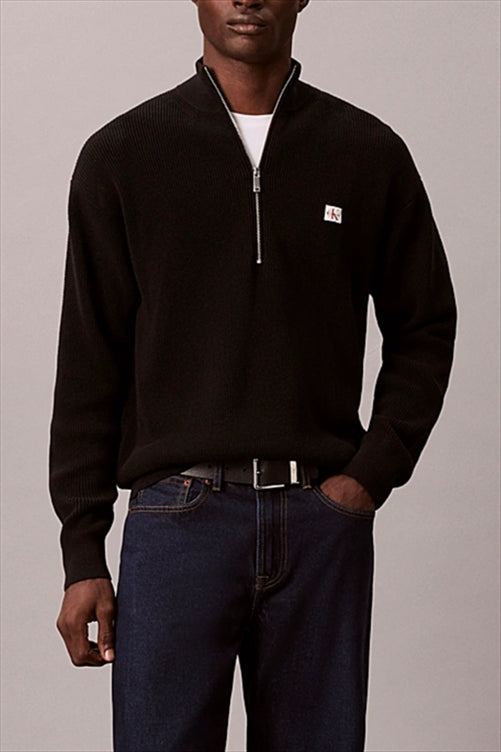 Waffle Quarter Zip Knitted Top - Calvin Klein