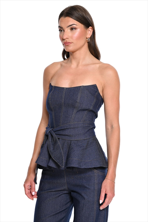 Bustier Denim With Tie - We Coss