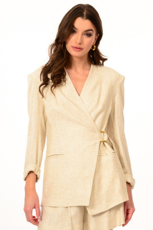 LINEN JACKET WITH FRONT TIE