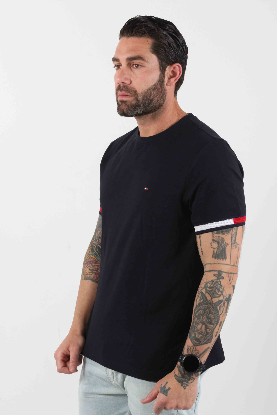 GLOBAL STRIPE FLAG CUFF TEE