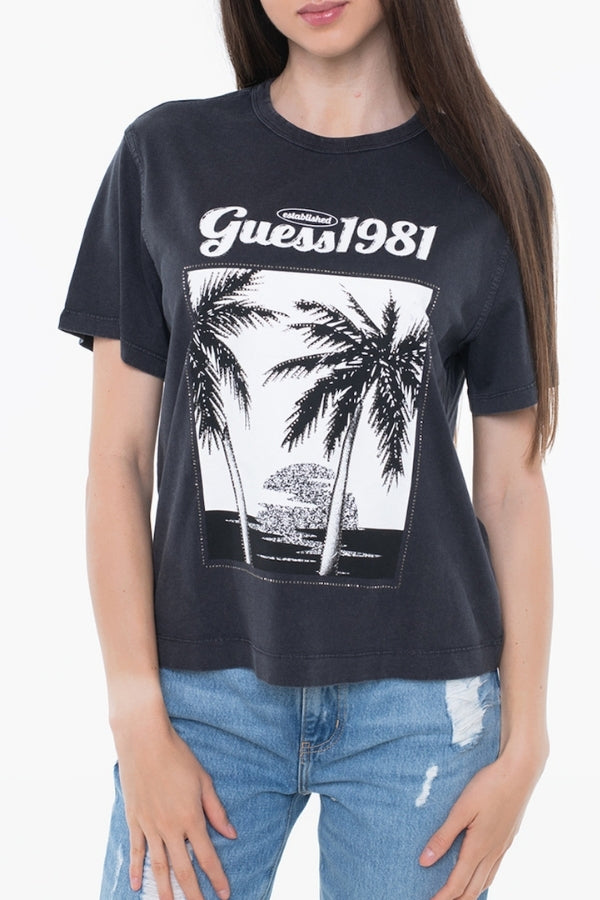 TOP PALM PRINT WASHED