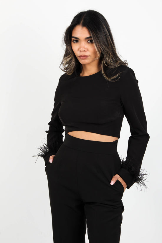 Crop Top Feather - Mitropoulos Tassos