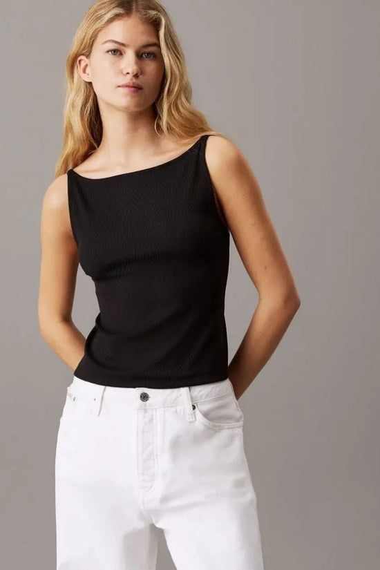 Logo Elastic Open Back Top - Calvin Klein