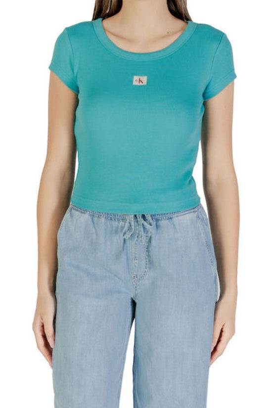 Woven Label Rib Baby Tee - Calvin Klein