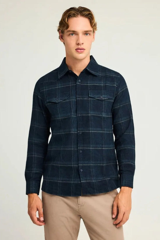 Mens Cotton Checked Shirt With Chest Pockets - Funky Buddha