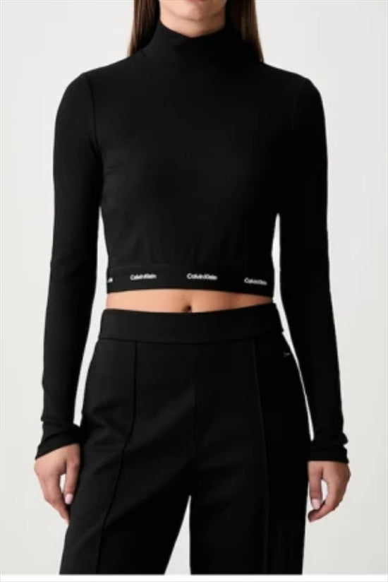 Baby Rib Crop Logo Neck - Calvin Klein