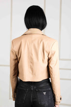 Load image into Gallery viewer, CROP LEATHER JACKET WITH CROCO DETAILS
