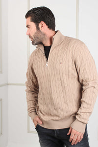 CLASSIC CABLE ZIP KNITTED TOP