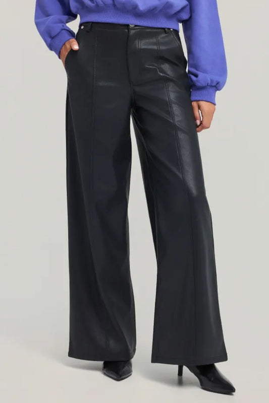 TROUSER LEATHER WIDE LEG