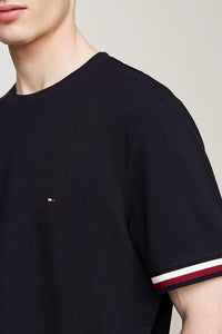 GLOBAL STRIPE CUFF PIQUE TEE