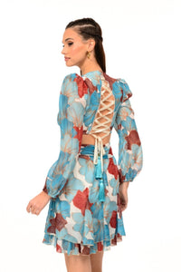 WIDE CROSS FLORAL COCTAIL DRESS