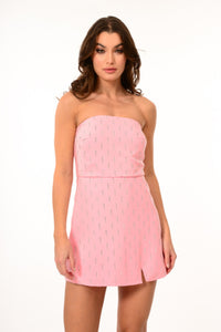 SHORT SATIN DRESS WITH STRASS