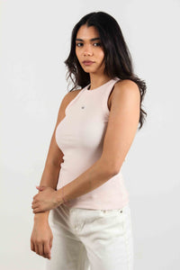 WOVEN LABEL RIB TANK TOP