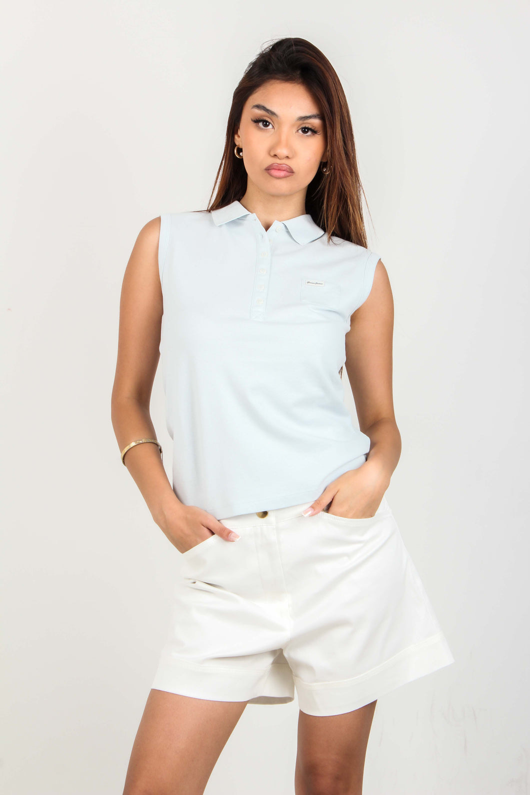 TOP SLEEVELESS COLLAR SLIM