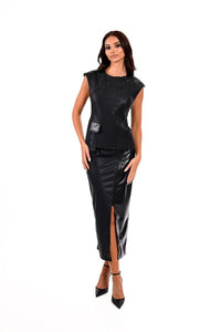 CROCO LEATHER SLEEVELESS JACKET