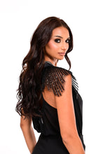 Load image into Gallery viewer, V.NECK BLOUSE WITH RHINESTONES ON THE SHOULDERS