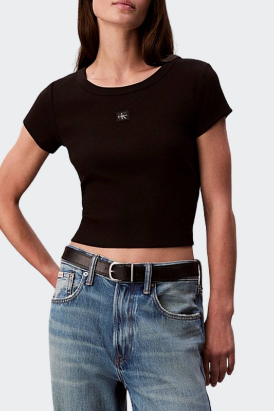 WOVEN LABEL RIB BABY TEE