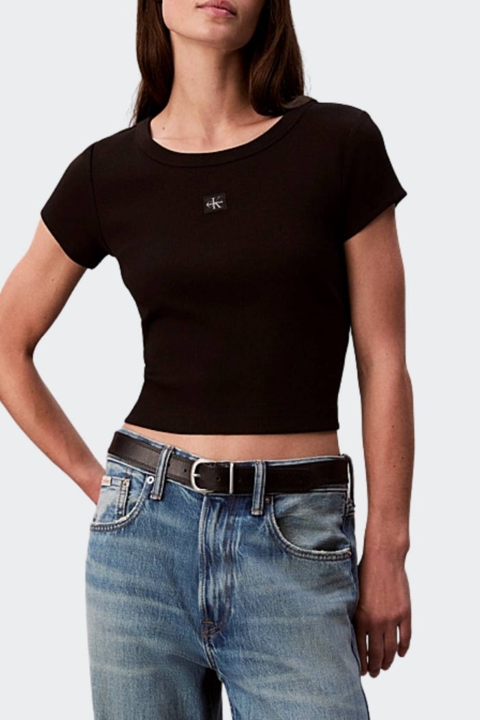 WOVEN LABEL RIB BABY TEE