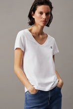Load image into Gallery viewer, EMBROIDERY STRETCH V NECK TEE