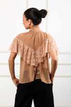 Load image into Gallery viewer, MUSLIN BLOUSE WITH LACE AND TIE