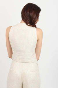 LINEN WAISTCOAT WITH TIE ON THE SIDE