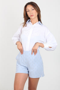 SHIRT WITH SATIN COLLS AND STRASS