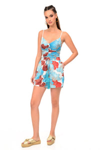 SATIN LEAF PRINT SHORTS