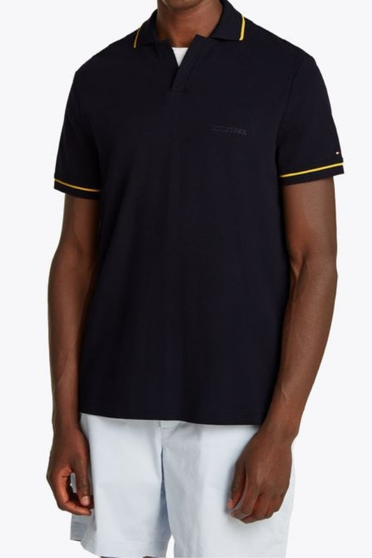 OPEN COLLAR TIPPED POLO