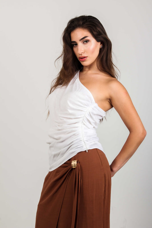 ONE SHOULDER BLOUSE WITH LACES