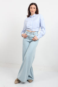 STRIPE SHIRT WITH ELASTIC WAIST