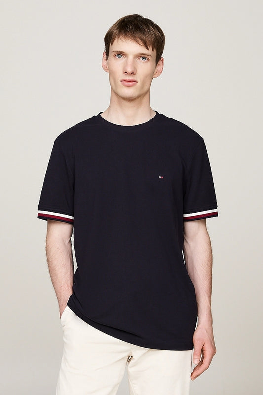 GLOBAL STRIPE CUFF PIQUE TEE