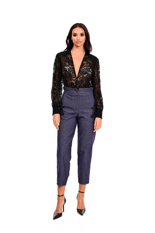 PANTS DENIM WITH MOTIF