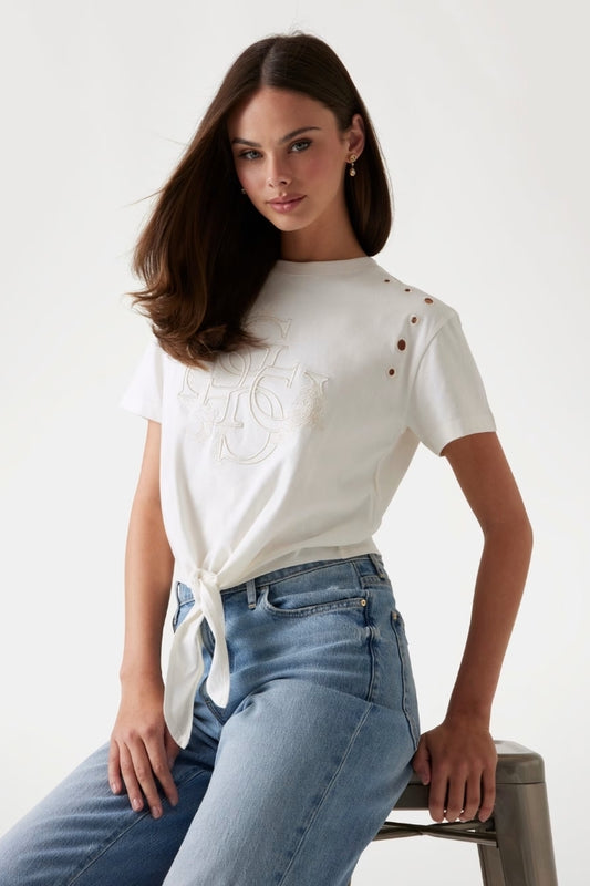 EYELET TONE TEE
