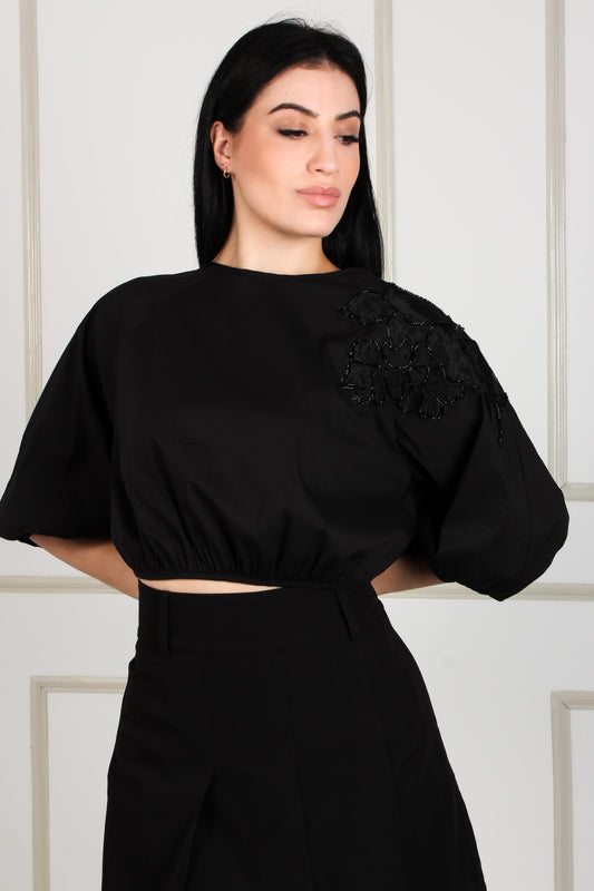 POPLIN BLOUSE WITH MOTIF