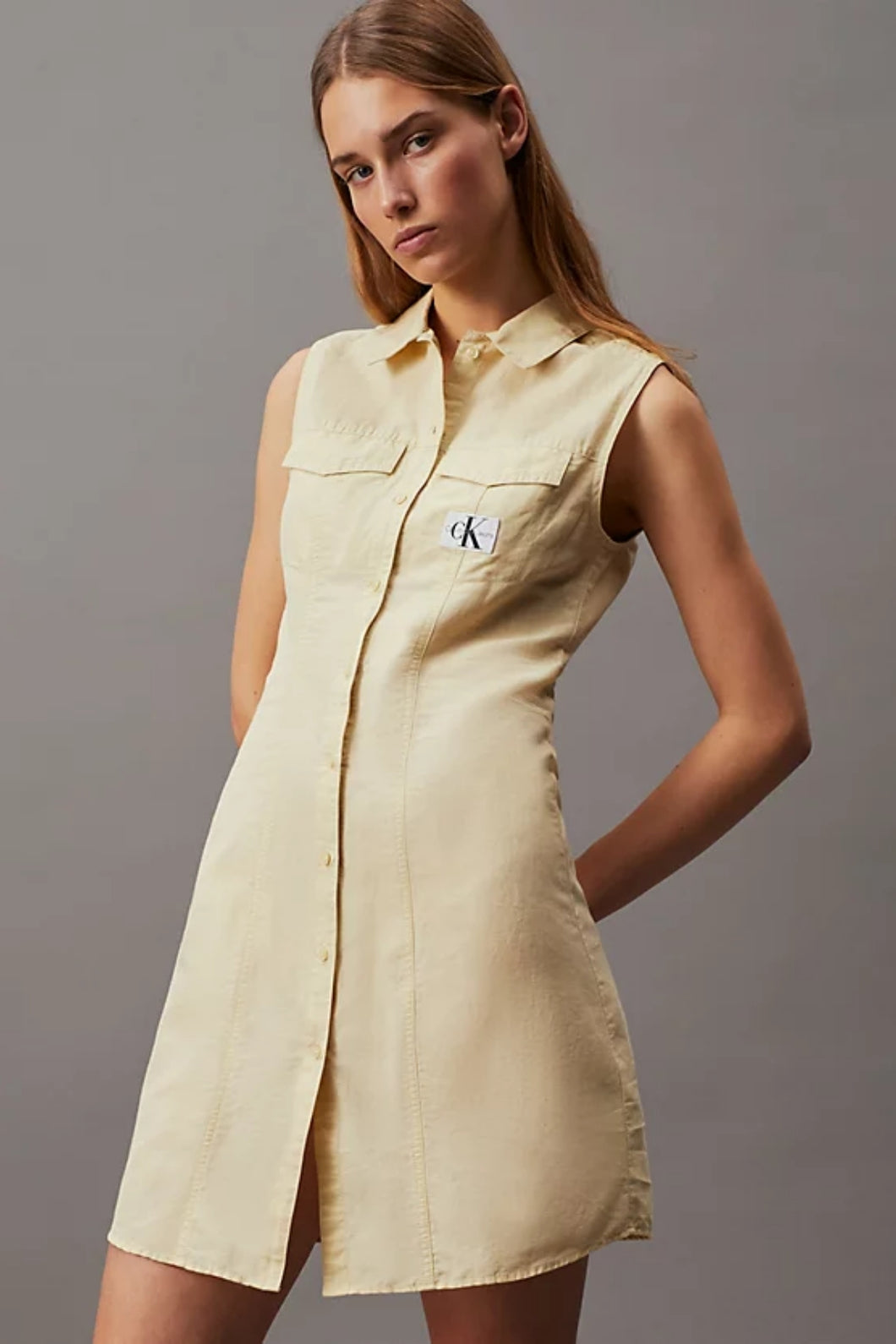 SLEEVELESS SHIRT DRESS