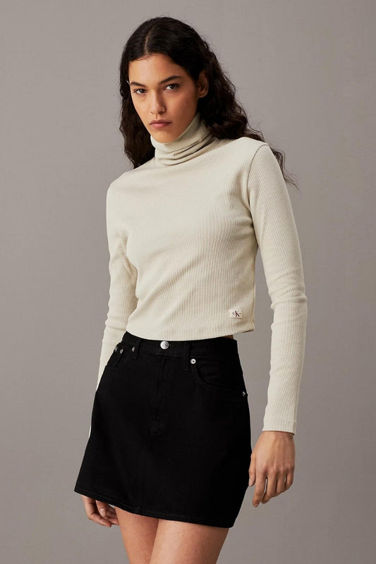 WOVEN LABEL RIB ROLLNECK