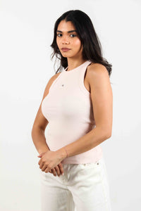 WOVEN LABEL RIB TANK TOP