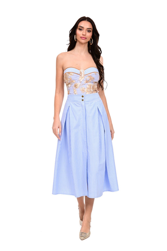 SKIRT STRIPE POPLIN