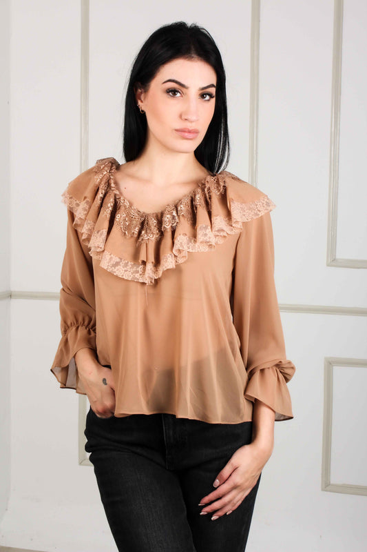 BLOUSE VOLANE MOUSELINE