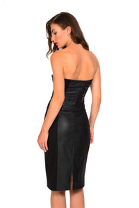 MIDI SKIRT WITH LEATHER