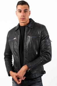 MESSI SHEEP BEG DYED LEATHER JACKET