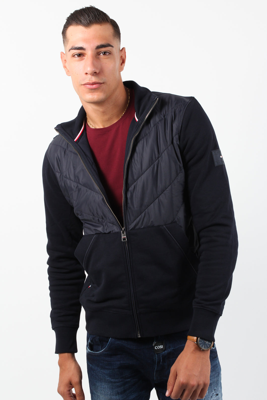 MIX MEDIA CHEVRON ZIP THROUGH