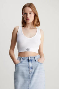 WOVEN LABEL RIB CROP TOP V