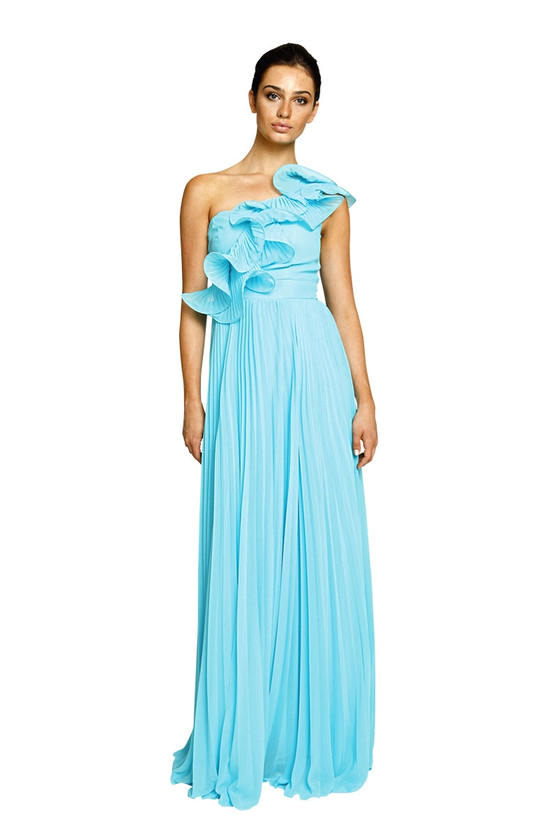 DRESS MAXI SOLEI MOUSELINA 1 OMOS VOLAN