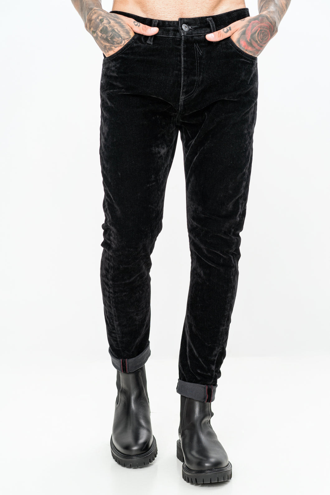 CHIAIA 8 BLACK DENIM TROUSERS