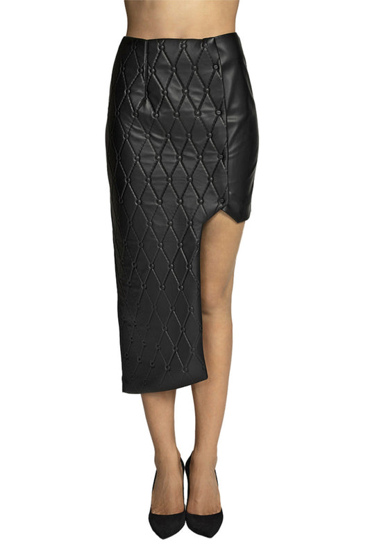 SKIRT MINI DERMATINI KAPITONE