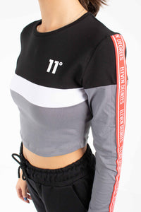 TAPED CUT AND SEW CROPED LONG SLEEVE T-SHIRT