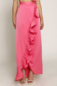 SKIRT MAXI KROUAZE SATEN VOLAN